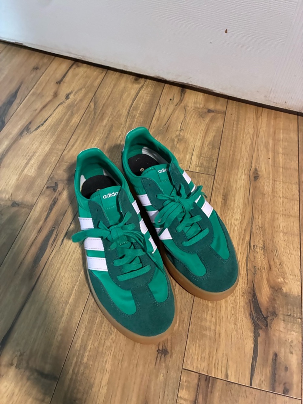 adidas Green Suede & Nylon Sneakers with White Stripes